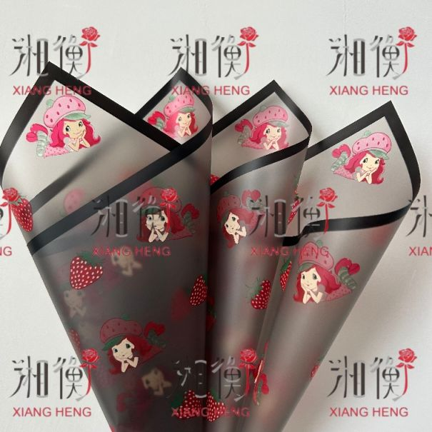New design frayed strawberry girl wrapping paper for flowers korean floral paper flower wrapping paper custom gift decoration