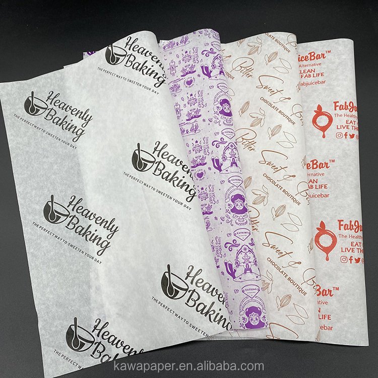 Food Grade Custom Logo Printed Wax paper Grease Proof Sandwich paper