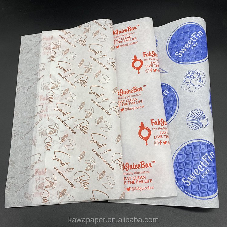 Food Grade Custom Logo Printed Wax paper Grease Proof Sandwich paper