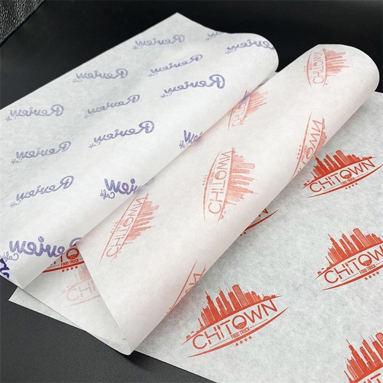 Food Grade Custom Logo Printed Wax paper Grease Proof Sandwich paper
