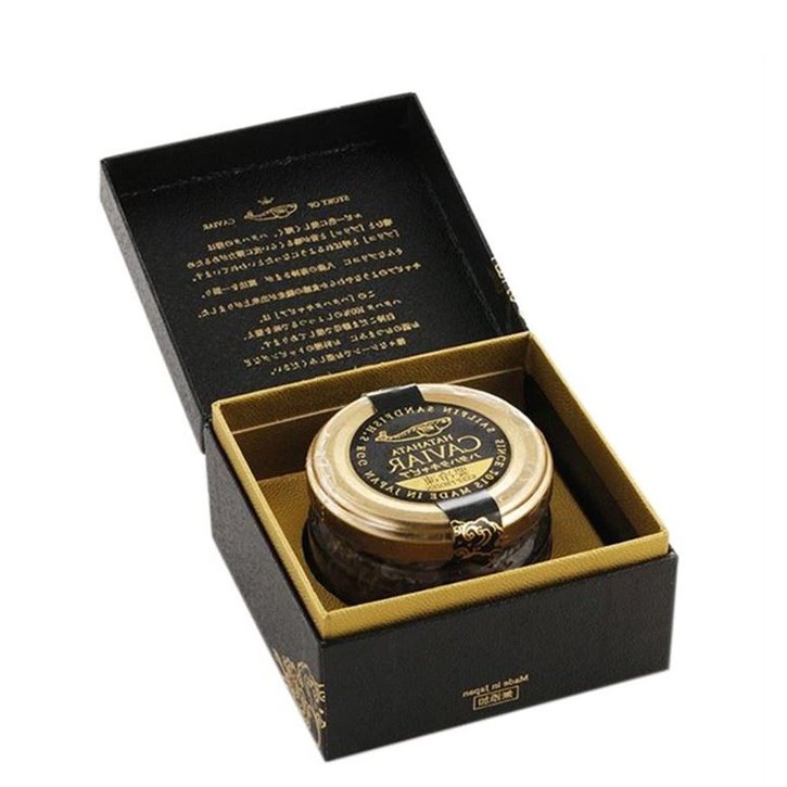 Custom logo print luxury caviar jar packaging gift box for caviar
