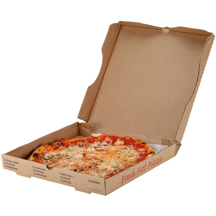 Wholesale fast food delivery paper packaging reusable biodegradable kraft pizza box from china source factory supplier