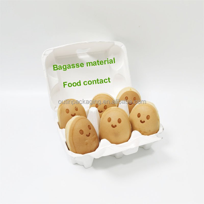 Eco-friendly paper pulp egg cartons recyclable paper eggs box biodegradable bagasse pulp egg tray for waffle food packaging