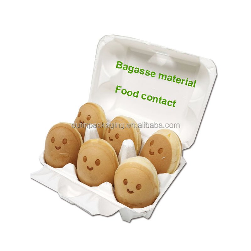 Eco-friendly paper pulp egg cartons recyclable paper eggs box biodegradable bagasse pulp egg tray for waffle food packaging