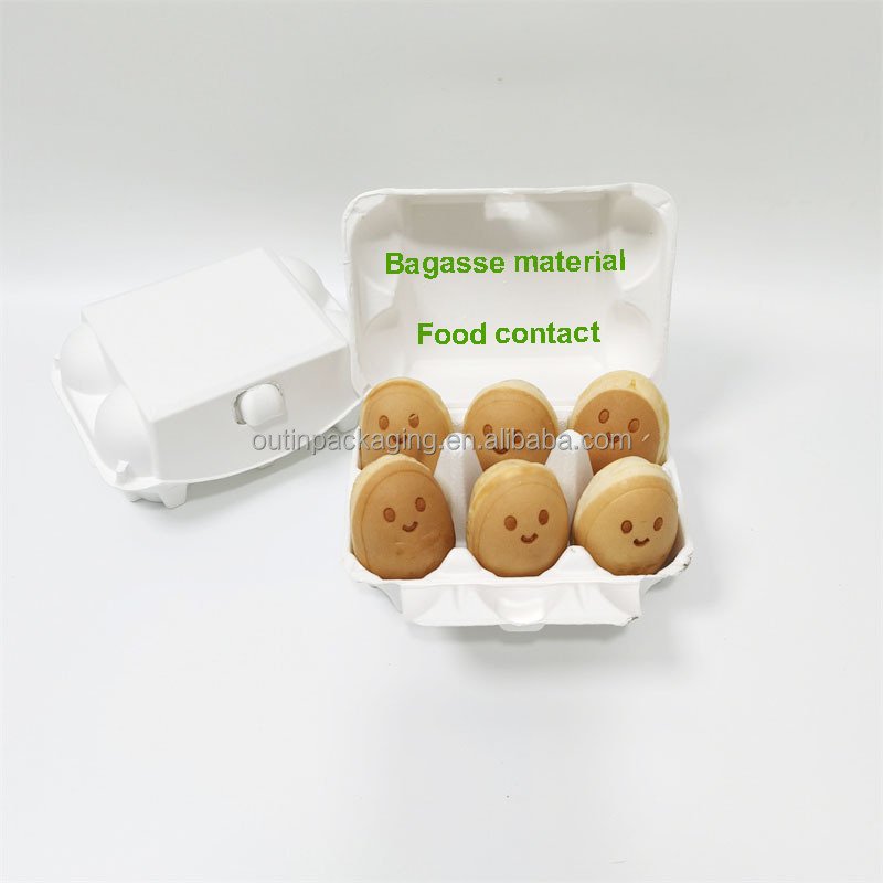 Eco-friendly paper pulp egg cartons recyclable paper eggs box biodegradable bagasse pulp egg tray for waffle food packaging