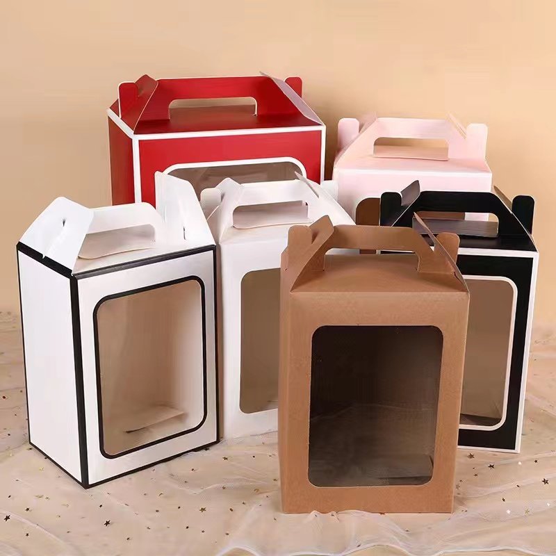 Manufacturers direct supply pure color simple window storage paper box portable gift box spot