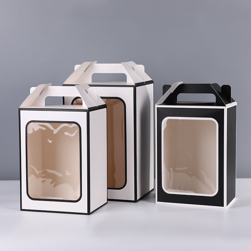 Manufacturers direct supply pure color simple window storage paper box portable gift box spot