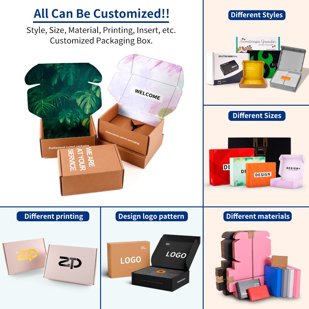 Small Custom Printing Black Corrugated Paper Cardboard Packaging Custom Mailer Boxes