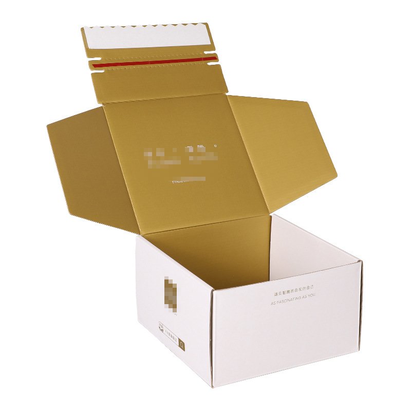 Wholesale small cardboard shipping boxes recyclable corrugated mailer boxes white corrugated paper box with tear strip