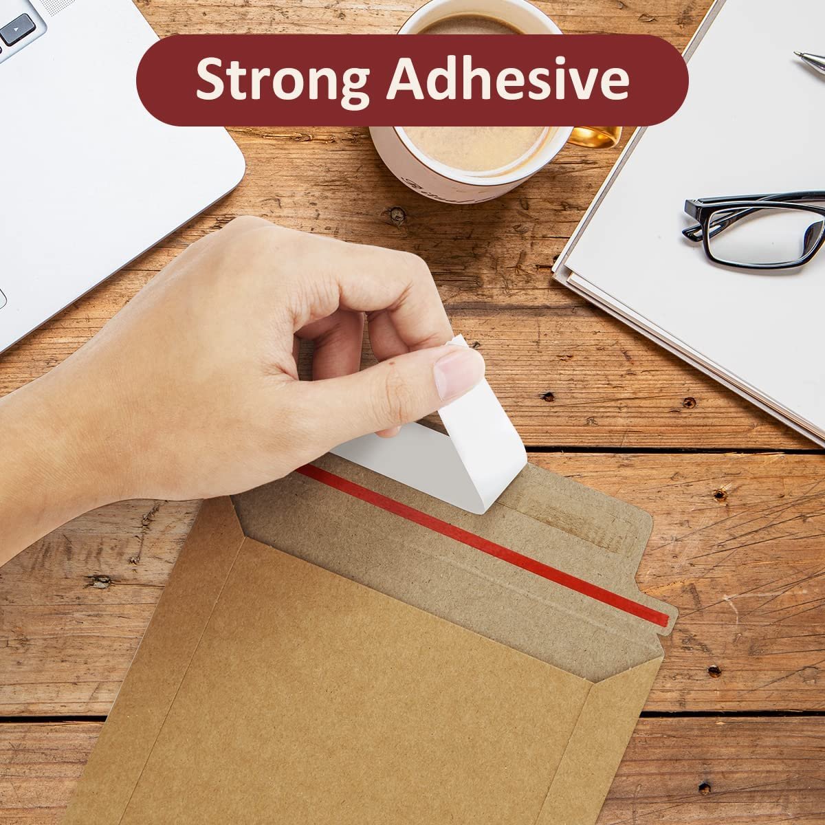 Tengen 6.25*8.25 Inch Recyclable Strong Self-Adhesive Sealing Kraft Paper Rigid Flat Cardboard Envelope