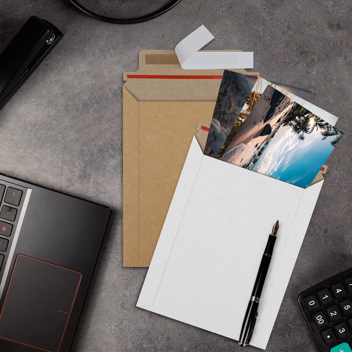 Tengen 6.25*8.25 Inch Recyclable Strong Self-Adhesive Sealing Kraft Paper Rigid Flat Cardboard Envelope