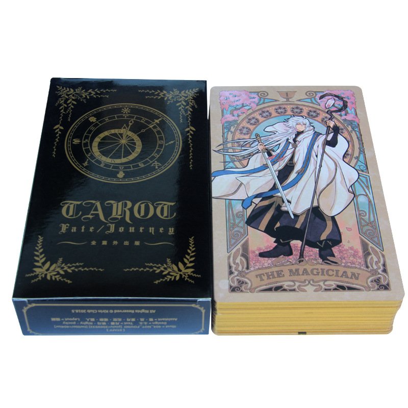 Custom Destiny Gold Tarot Oracular Card Set English Board Game Art Paper Boxed with Embossing Elegant Folder Design