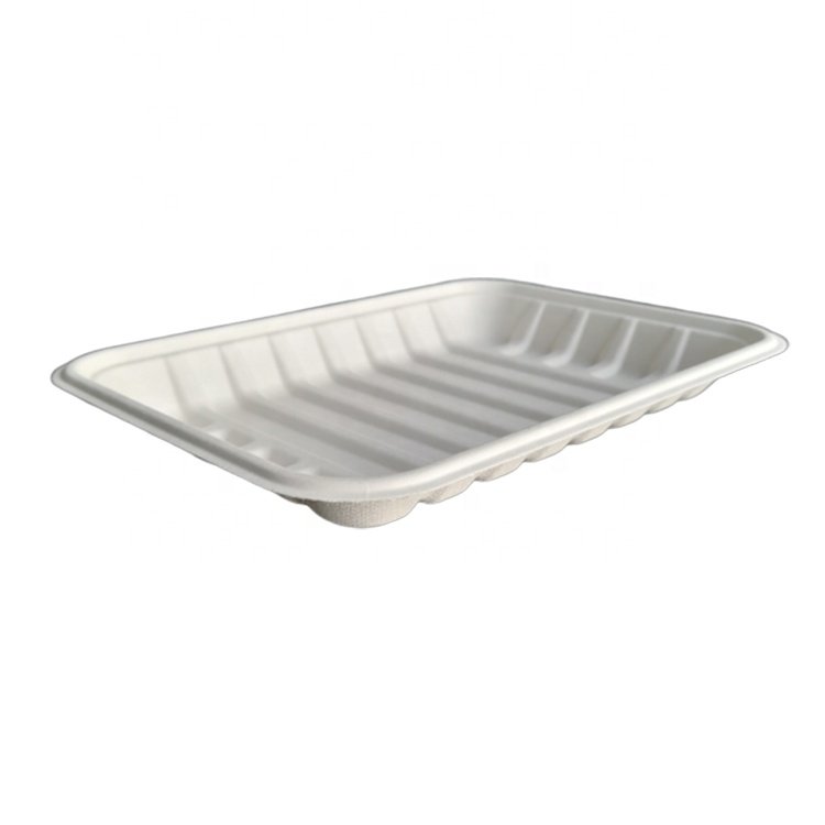 Customizable Biodegradable Meat Tray Bagasse Sugarcane Wheat Straw Fiber Paper Pulp Sushi Tray