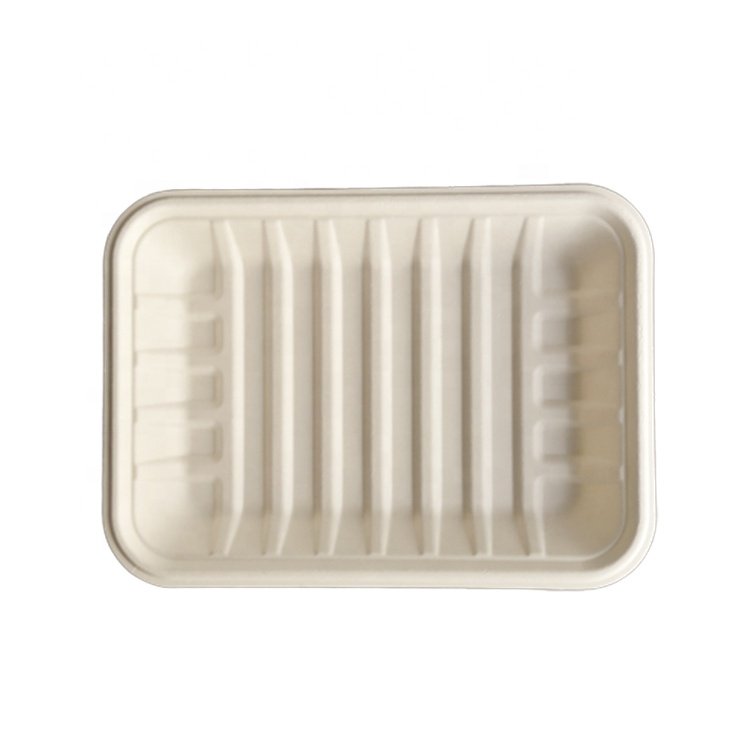 Customizable Biodegradable Meat Tray Bagasse Sugarcane Wheat Straw Fiber Paper Pulp Sushi Tray