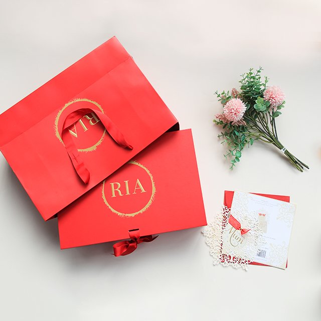 Paper Bag Custom Printed logo Luxury Clothing Shopping Paper Bags Boutique Recyclable Gift Bag With Ribbon rope