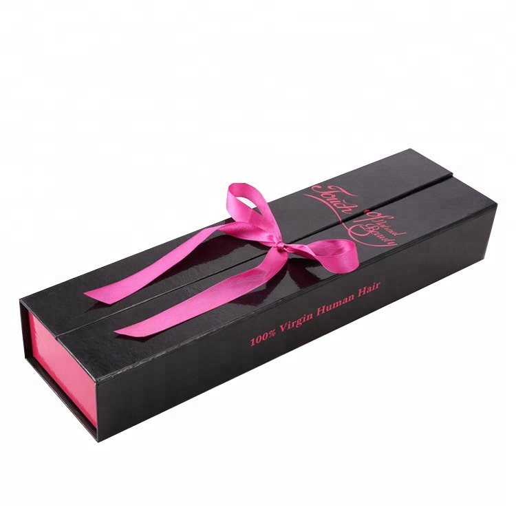 Surprise Price Custom Cosmetic Hair Extension Packaging Boxes With Ribbon Luxury Door Open Gift Packaging Box
