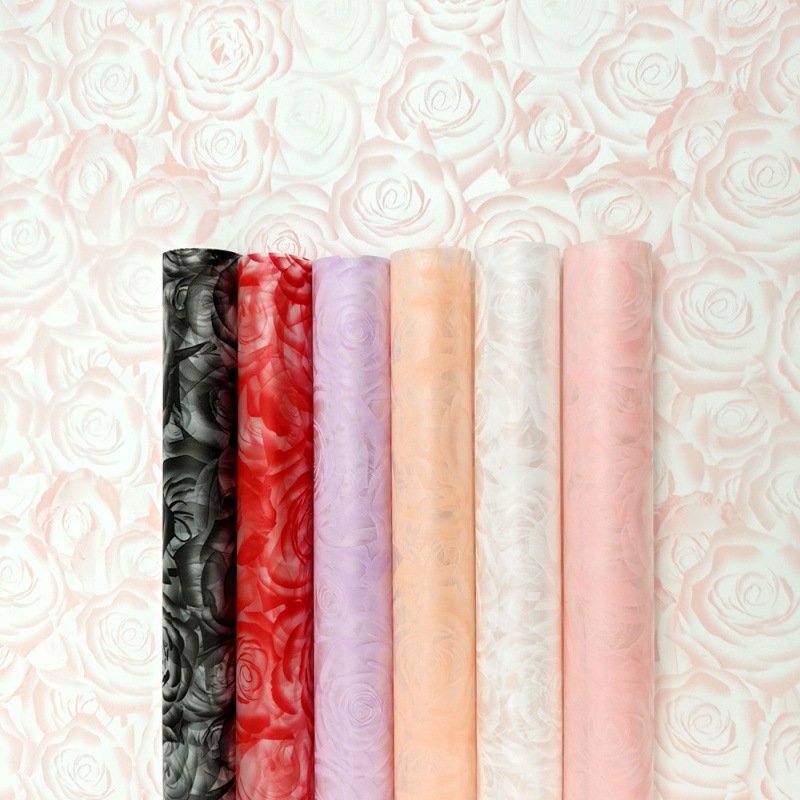 Rose Pattern Flower Wrapping Paper Waterproof Floral Bouquet Wrapping Paper Florist Packaging Paper for Wedding Gift DIY
