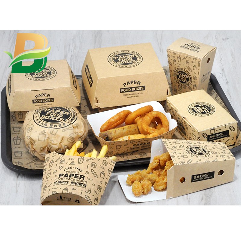 Custom printing logo design disposable eco recyclable slice pizza box Fried Chicken French fries Burger boxes taco Hotdog