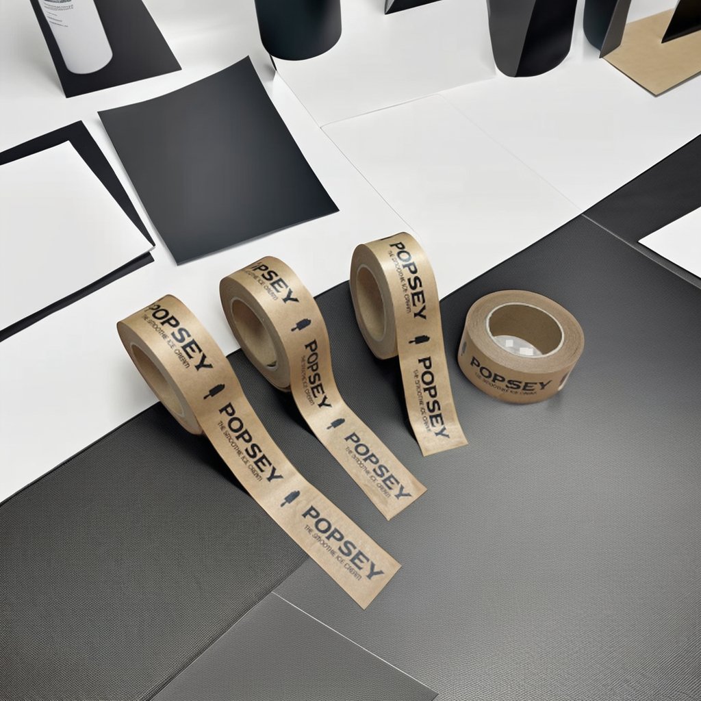 Custom Logo Printed Eco-Friendly Craft Kraft Paper Packing Tape Matte Surface Writable Self-Adhesive for Carton Sealing