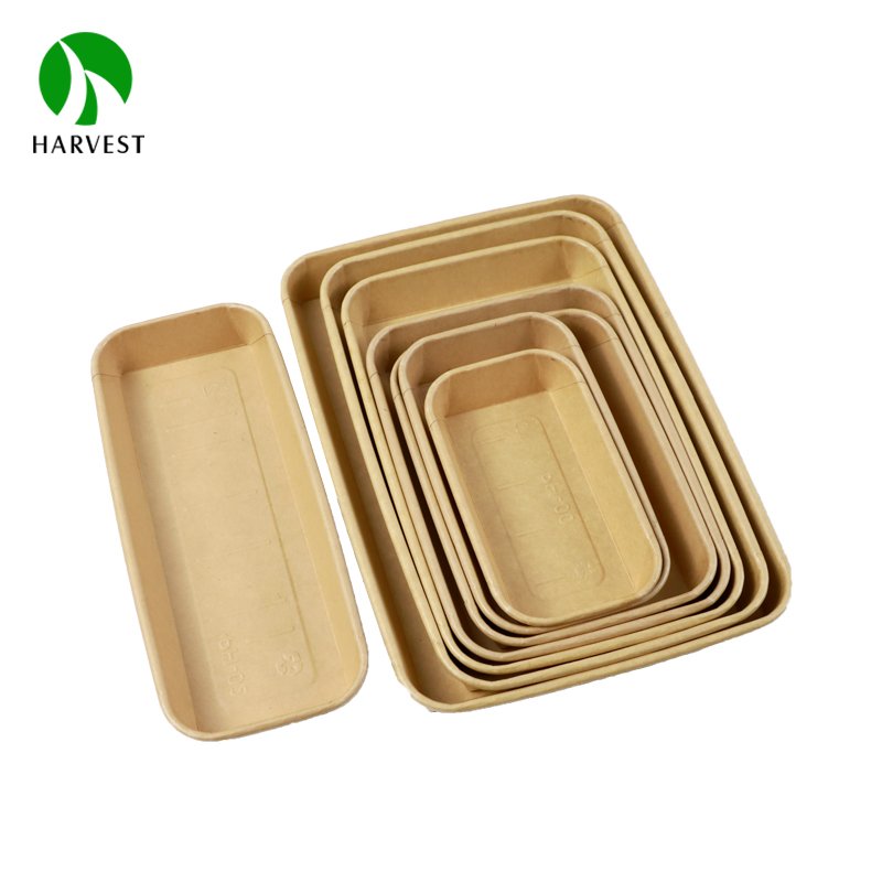 Recycled food grade take out to go paper dessert tray for food packaging