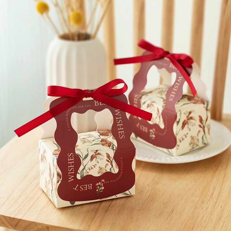 Custom Logo Ins Style Party Wedding Favour Green 10cm Paper Packaging Candy Gift Box for Guests