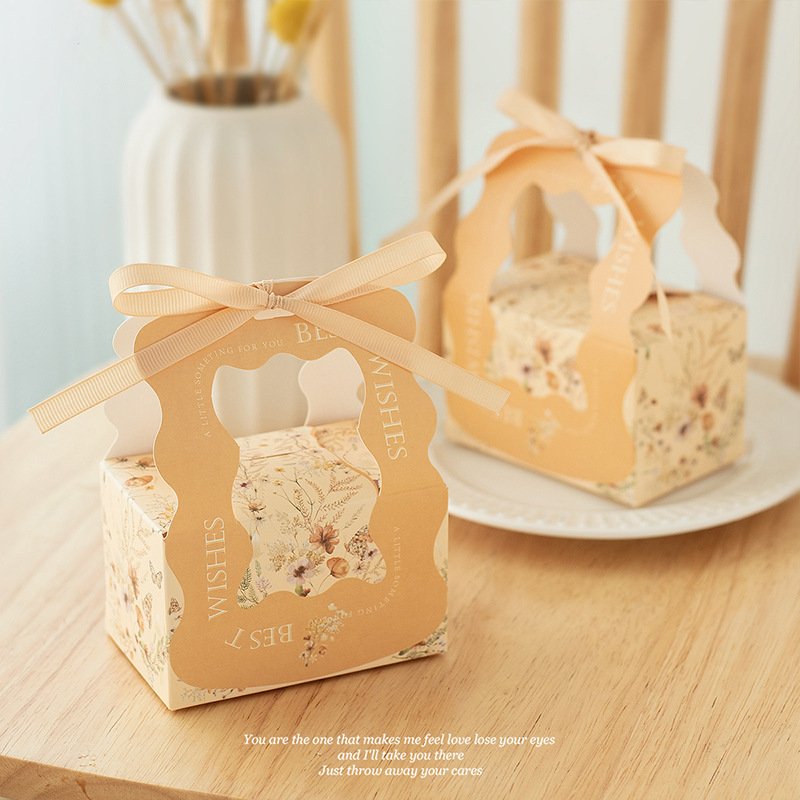 Custom Logo Ins Style Party Wedding Favour Green 10cm Paper Packaging Candy Gift Box for Guests