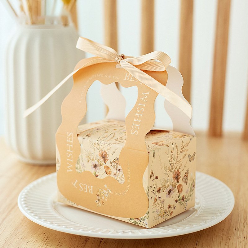 Custom Logo Ins Style Party Wedding Favour Green 10cm Paper Packaging Candy Gift Box for Guests