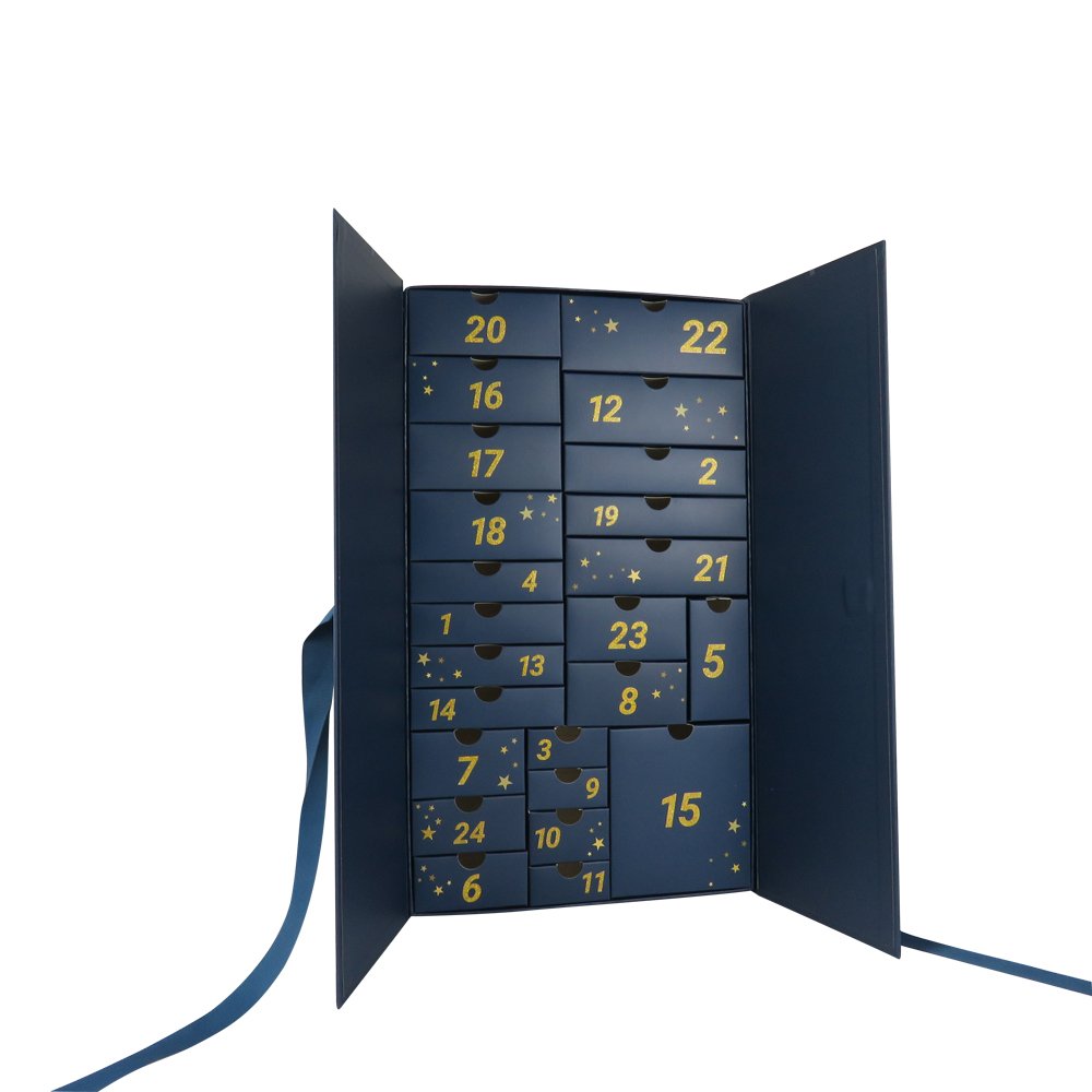 Custom Luxury Gift Box Packaging Paper Advent Calendar Blind Box for Perfume Chocolate Candy Christmas Gift Ideas
