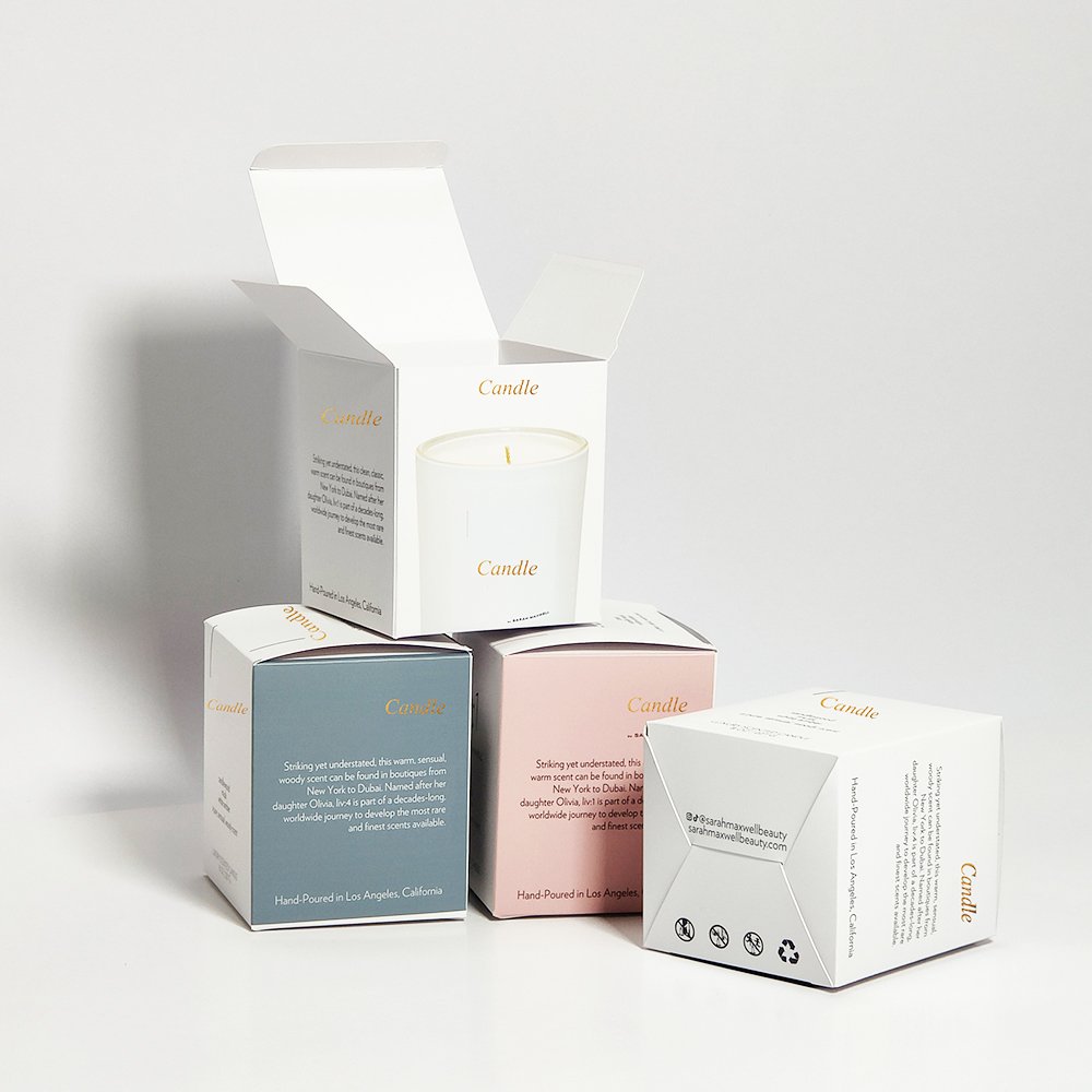 Gold Foi Custom 10 Oz Coated Paper Packing Candle Packaging Box For Small Business