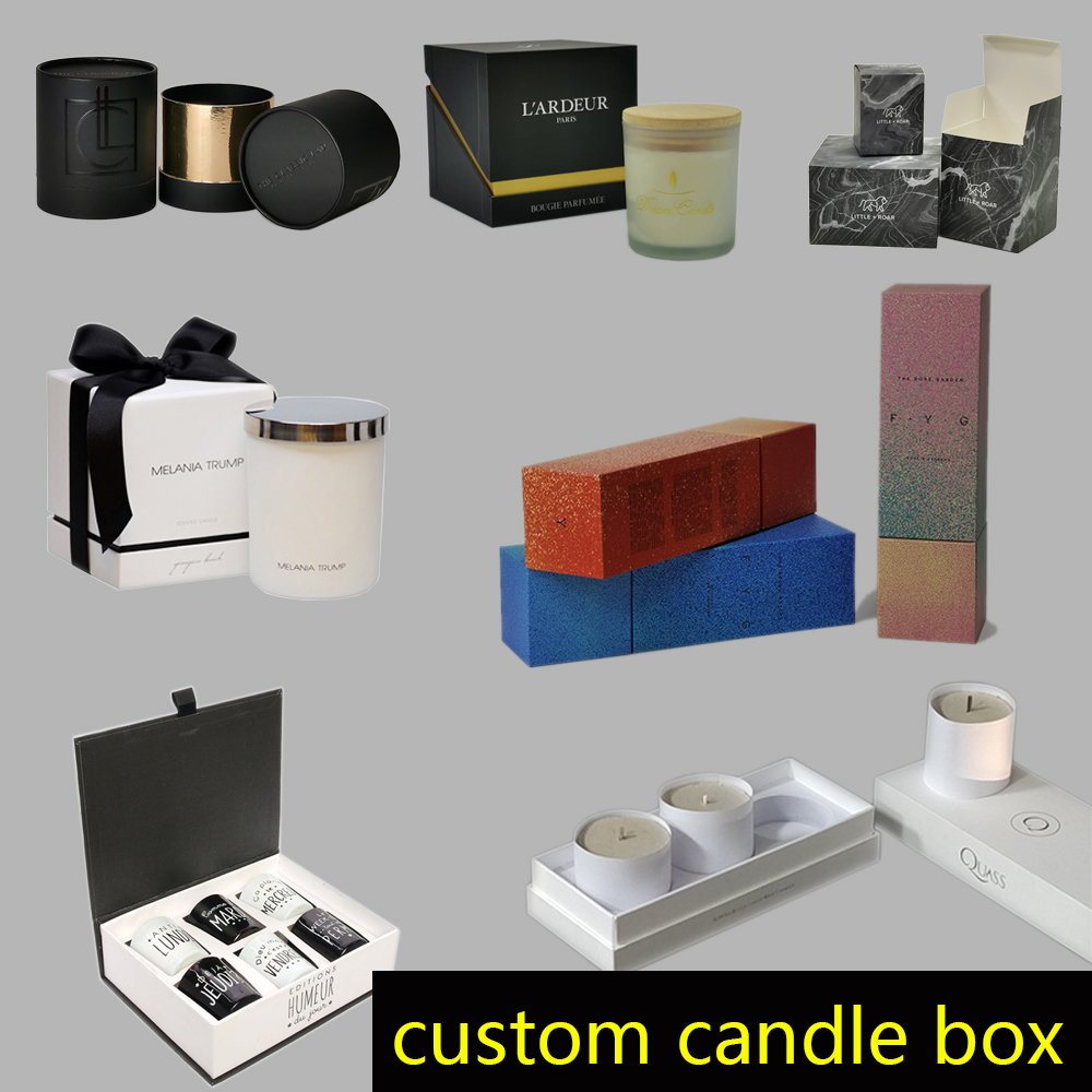 Gold Foi Custom 10 Oz Coated Paper Packing Candle Packaging Box For Small Business