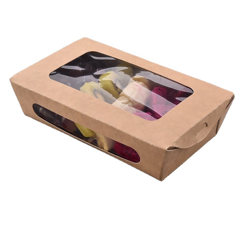 Sunkea 500ml customized packaging kraft food container paper salad boxes