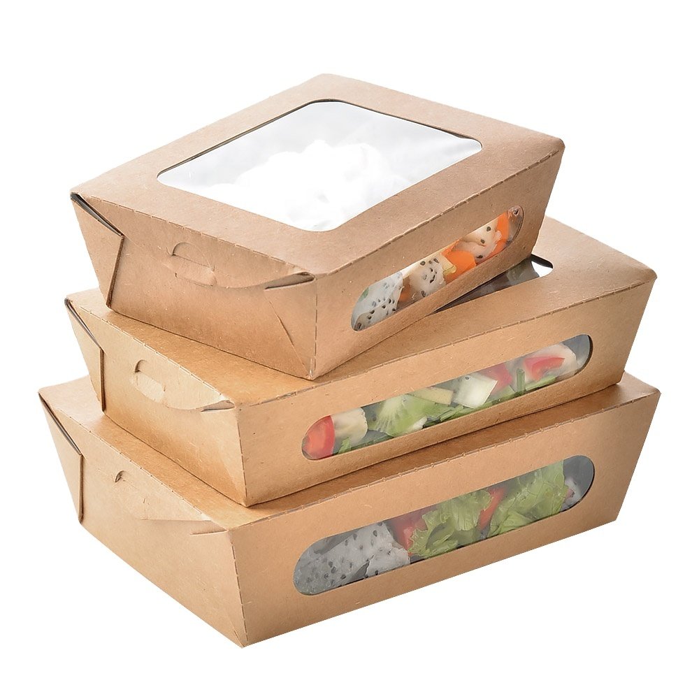 Sunkea 500ml customized packaging kraft food container paper salad boxes