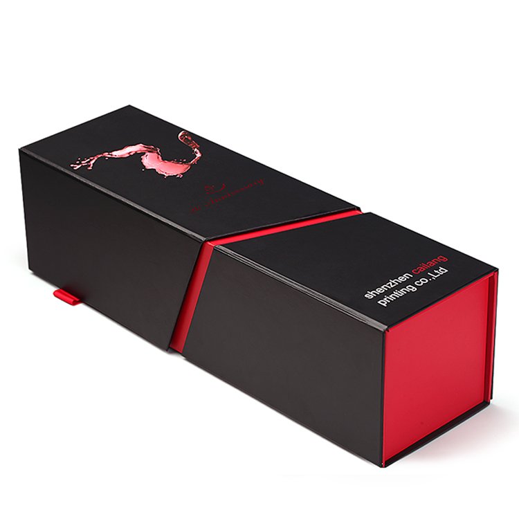 Luxury Custom LOGO Rigid paper foldable gift packaging box with magnet closure for easy to ship and store wine box packaging