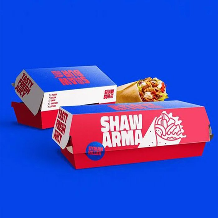 Custom design Shawarma Wrap box foldable kraft paper boxes pita Bread Chicken doner kebab Roll Packaging