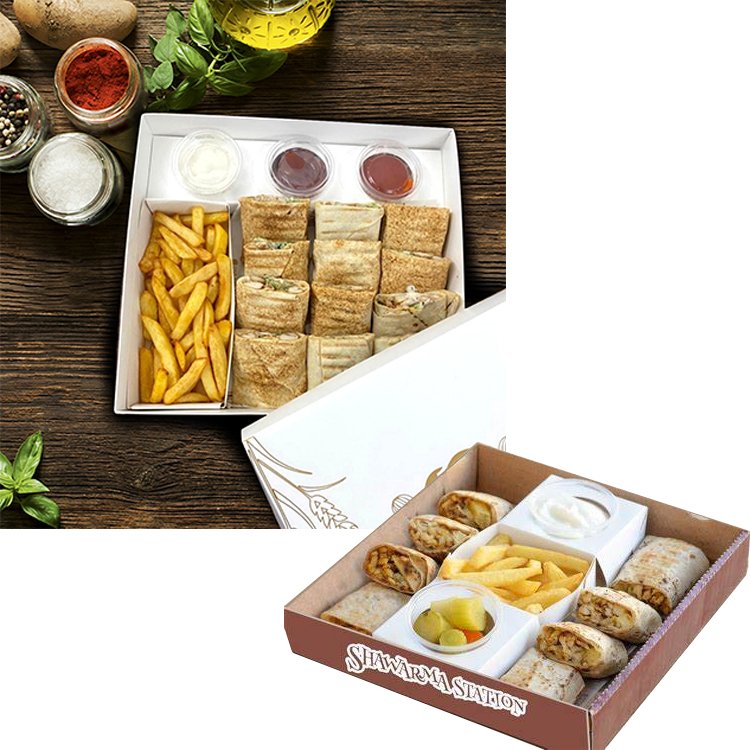 Custom design Shawarma Wrap box foldable kraft paper boxes pita Bread Chicken doner kebab Roll Packaging