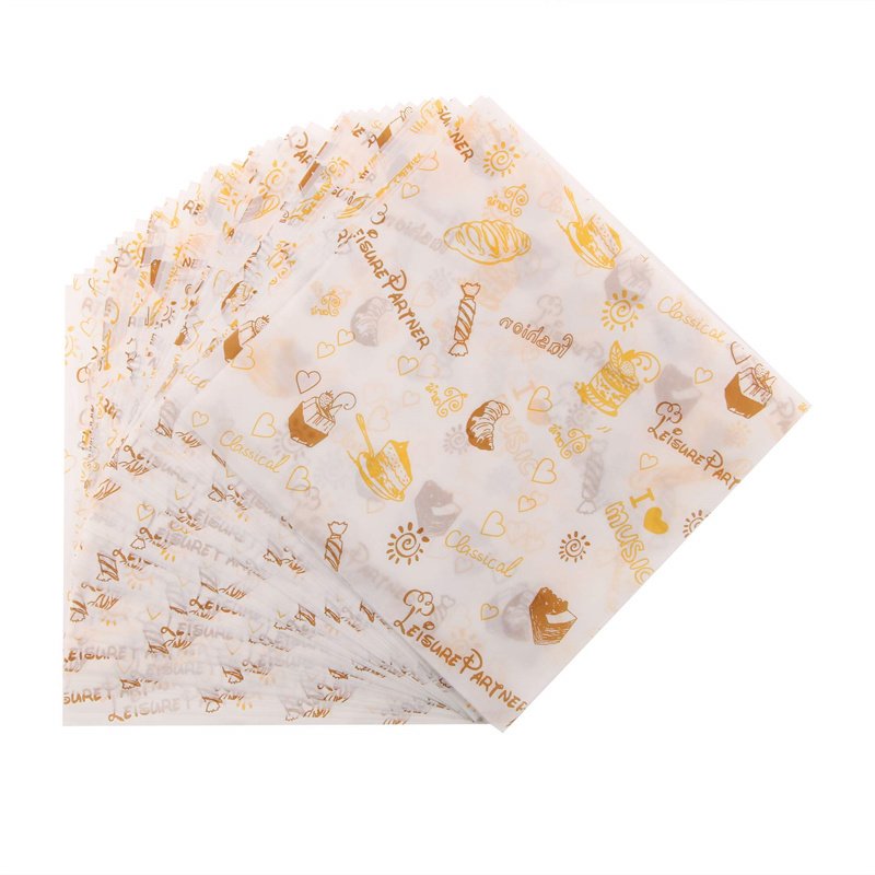 Custom Printing Food Wrapping Use Greaseproof Printed Baking Paper Parchment Paper Food Wax Paper