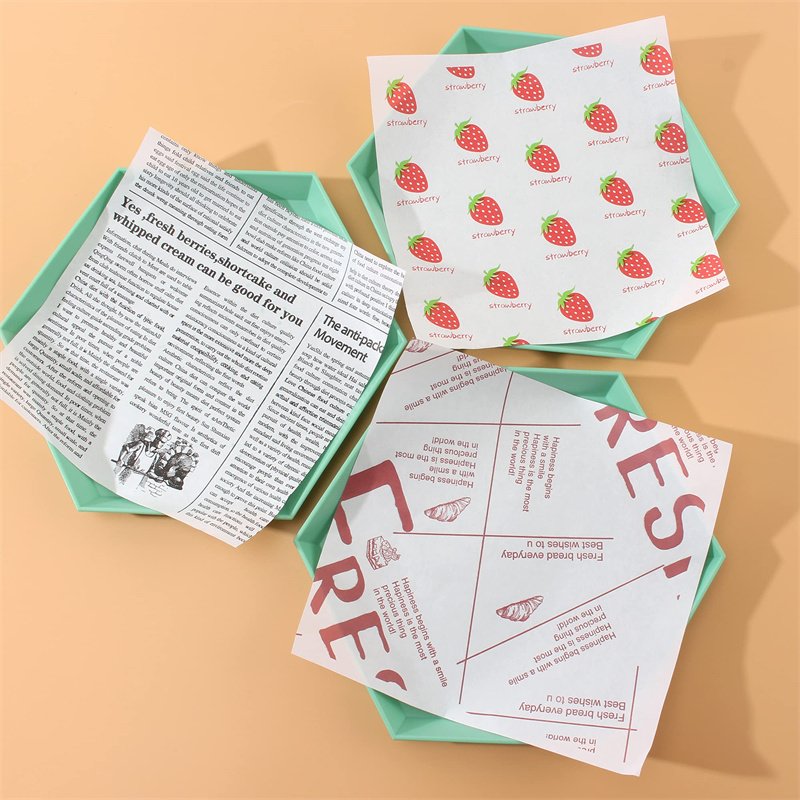 Custom Printing Food Wrapping Use Greaseproof Printed Baking Paper Parchment Paper Food Wax Paper
