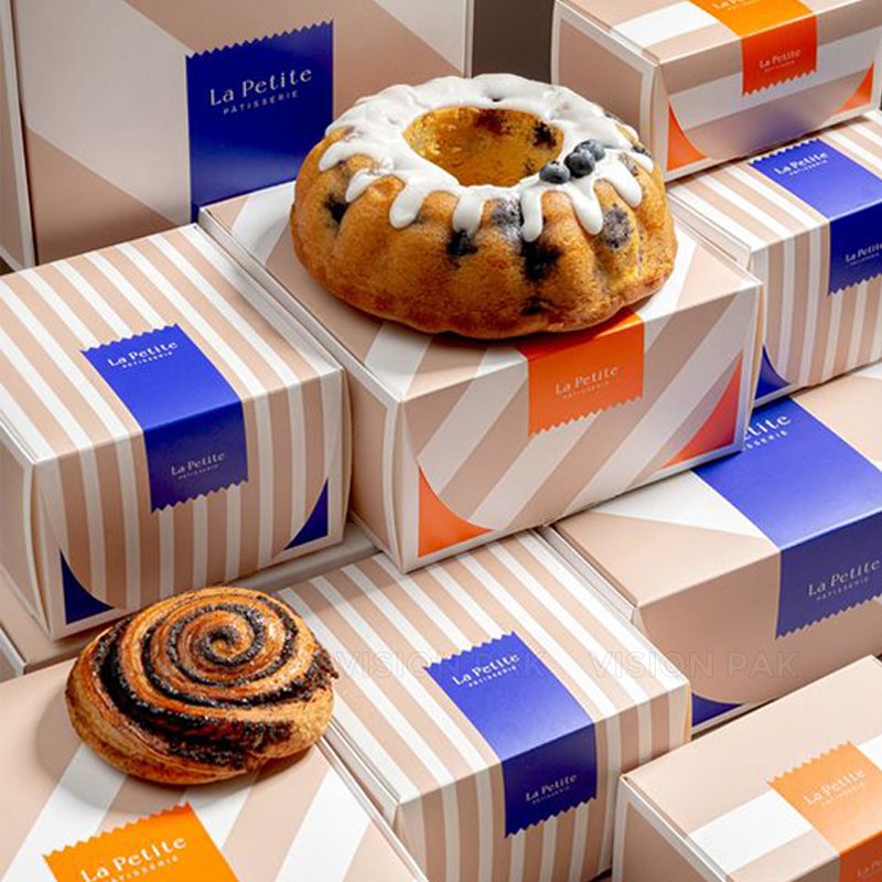Eco Friendly Bakery Packaging Cupcake Bakery Cookies Waffle Minivan Cake Brownie Packaging Paper Box Disposable Food Packaging
