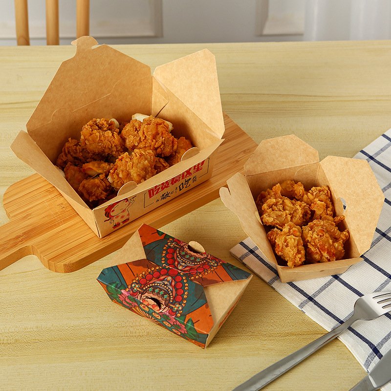 Commercial foldable fried chicken packaging box French fries takeaway food box snack salad box