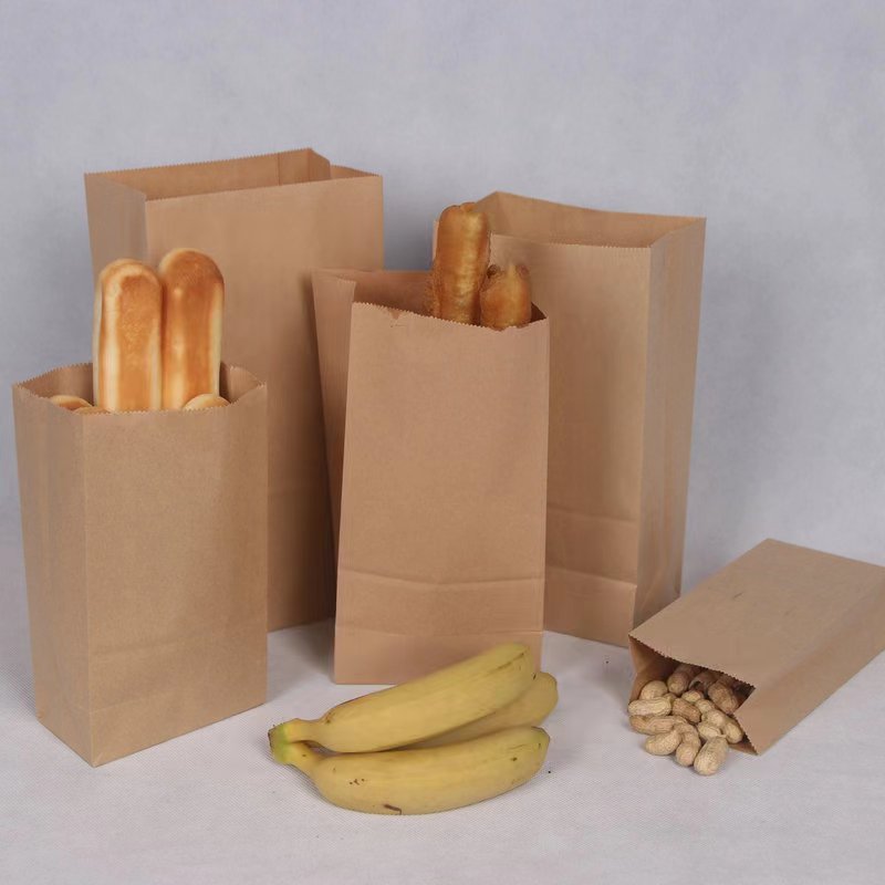 Custom printed logo delivery food packaging bag take away food bag restaurant kraft paper bags