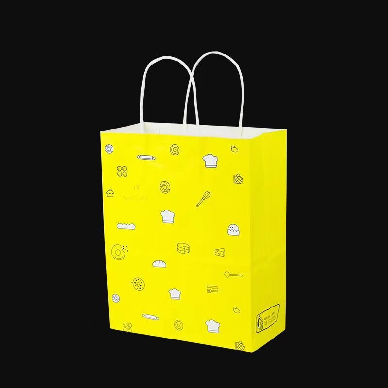 Custom printed logo delivery food packaging bag take away food bag restaurant kraft paper bags