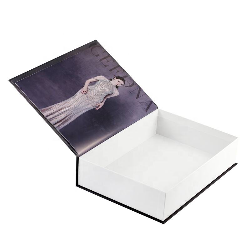 Luxury Custom Logo Book Shaped Box Clothing Packaging Paper Boxes Magnetic Gift Box For Cosmetics Business
