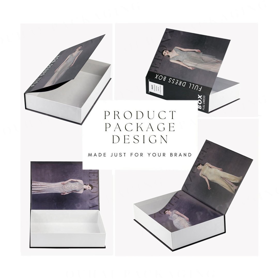 Luxury Custom Logo Book Shaped Box Clothing Packaging Paper Boxes Magnetic Gift Box For Cosmetics Business