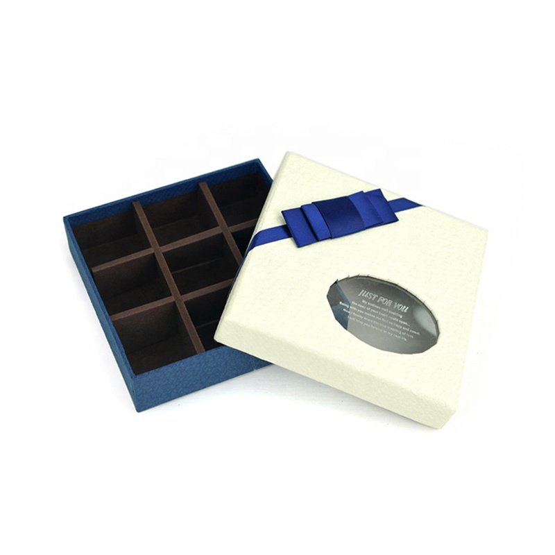 China wholesale 9 12 divider grids cardboard paper luxurious gift packaging box with clear window chocolate