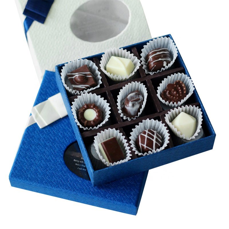 China wholesale 9 12 divider grids cardboard paper luxurious gift packaging box with clear window chocolate