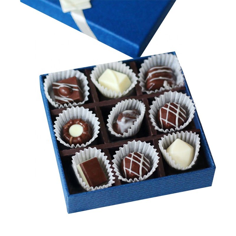 China wholesale 9 12 divider grids cardboard paper luxurious gift packaging box with clear window chocolate
