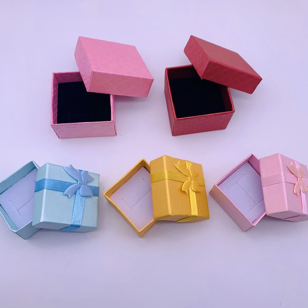 Custom Small Pink Paper Cardboard Ring Drawer Packaging Jewelry Box And Bag With Logo Printed