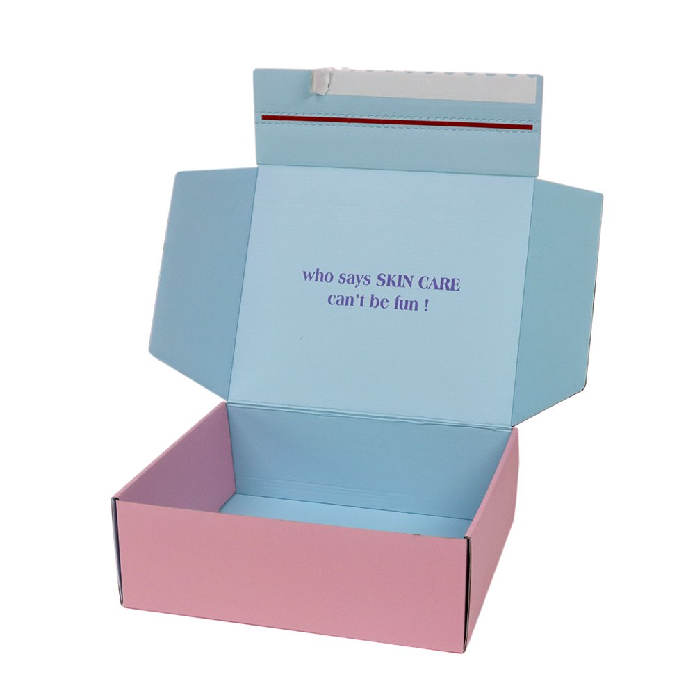 Custom Printed Logo Corrugated Cardboard Paper Gift Packaging Mailer Shipping Box With easy tear strip