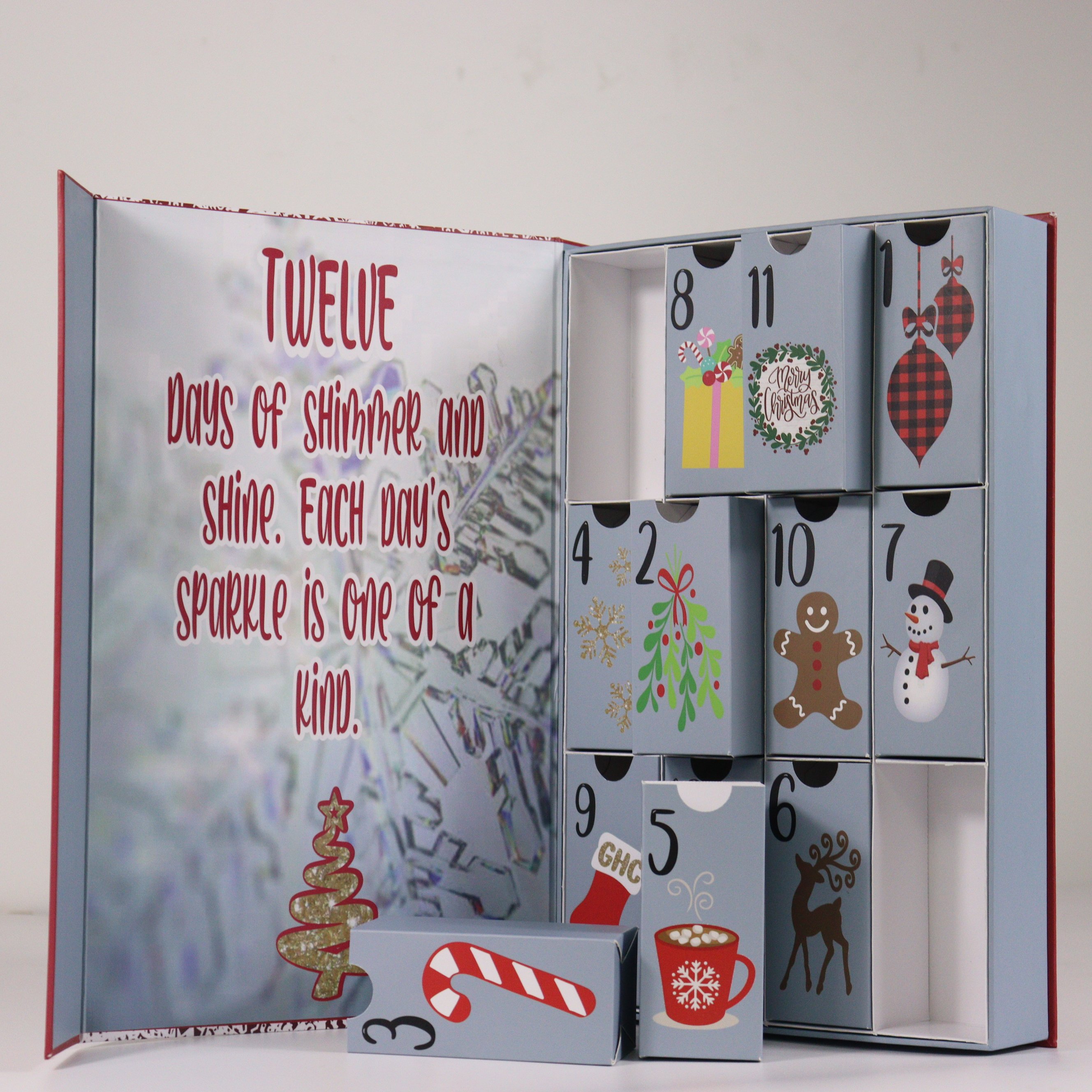 Elegant custom advent calendar box for baby packaging with drawer
