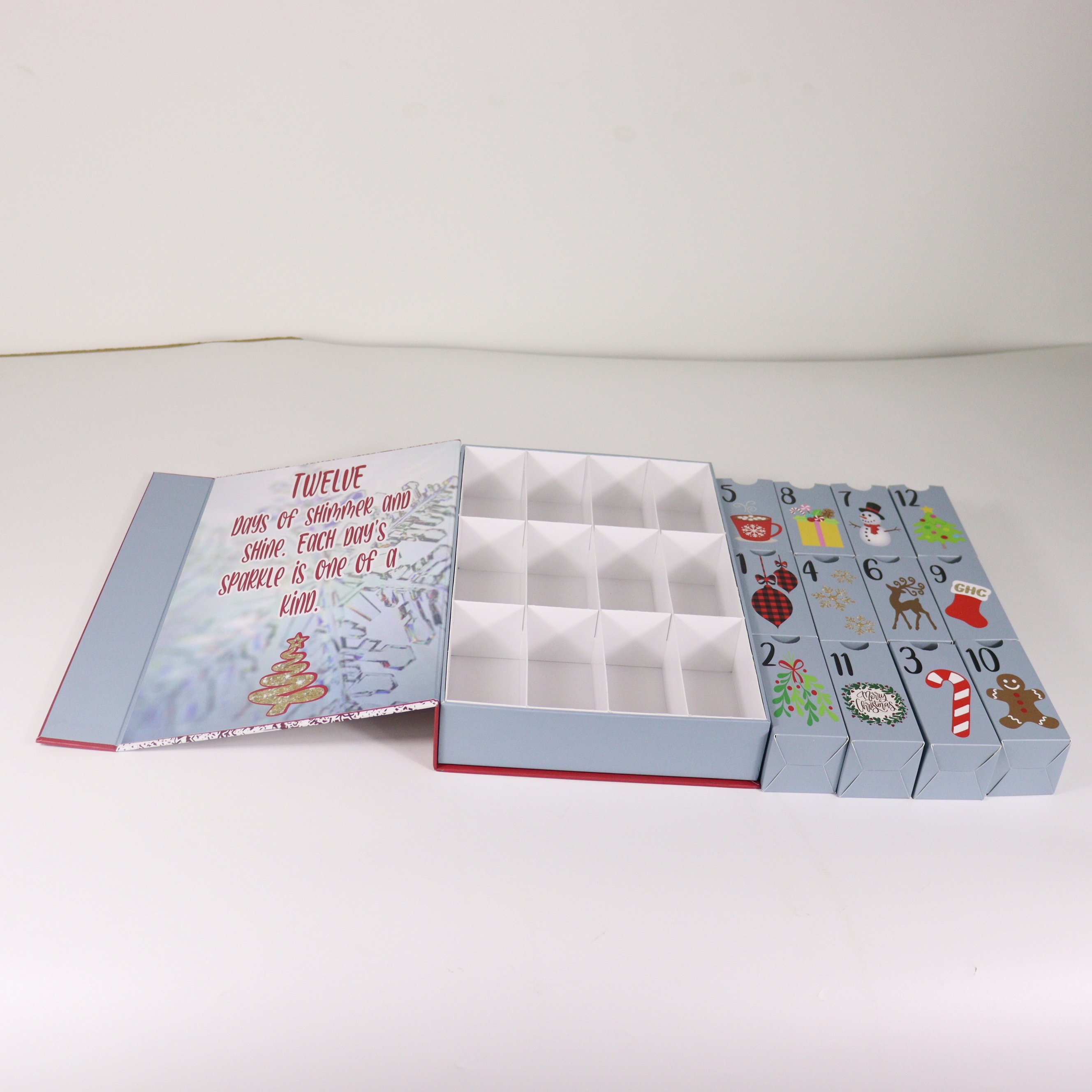 Elegant custom advent calendar box for baby packaging with drawer